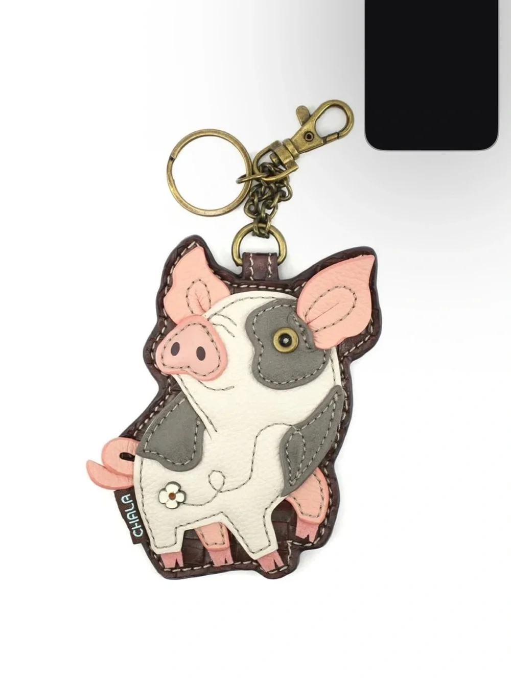NWT- CHALA SPOTTED PINK PIG FARM PAL, KEY FOB COIN, PURSE, KEYCHAIN CHARM